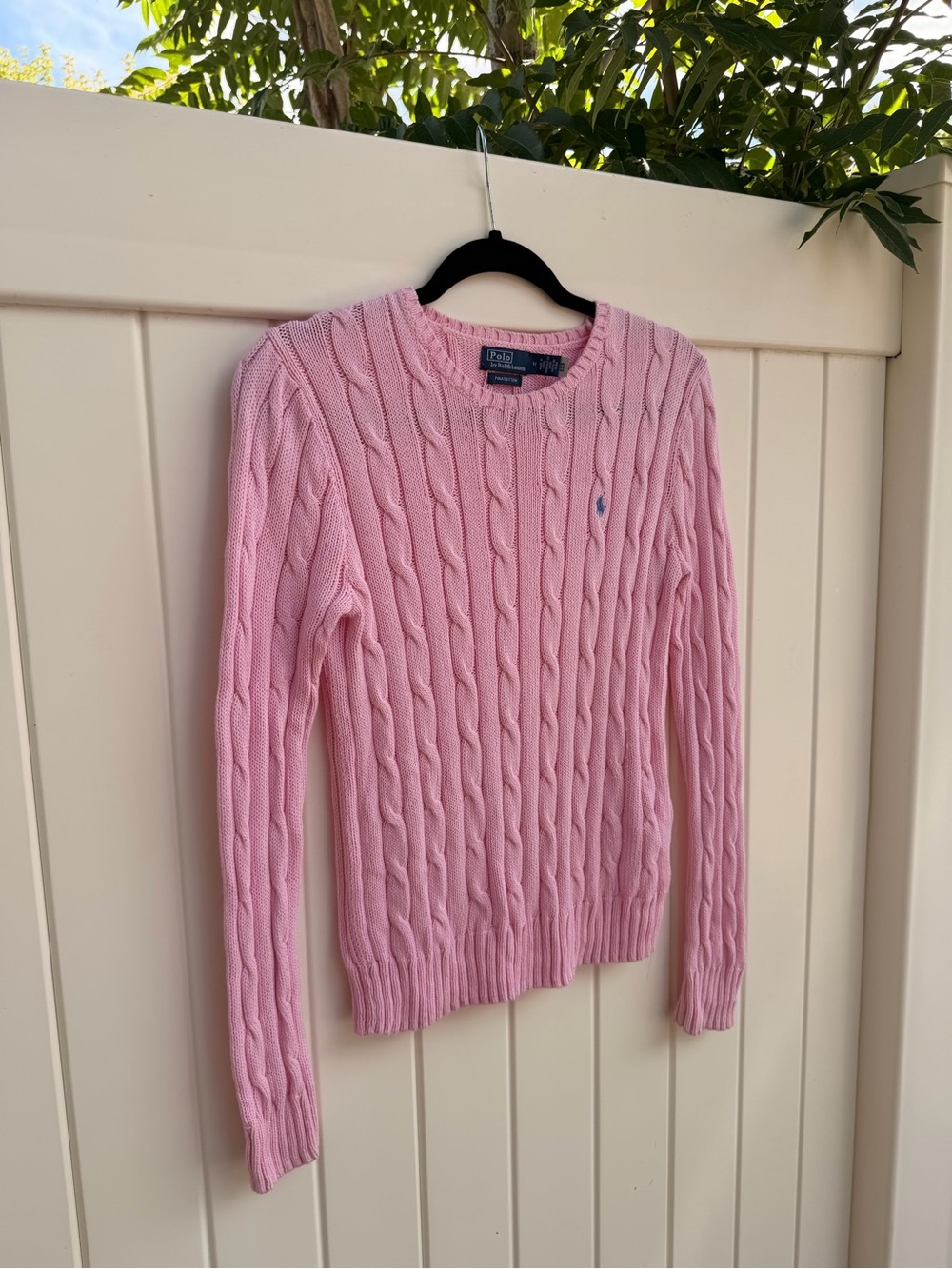 UPDATED PICS: Ralph Lauren Light Pink Cable-Knit Crewneck Sweater with Polo Logo - Picture 10 of 15